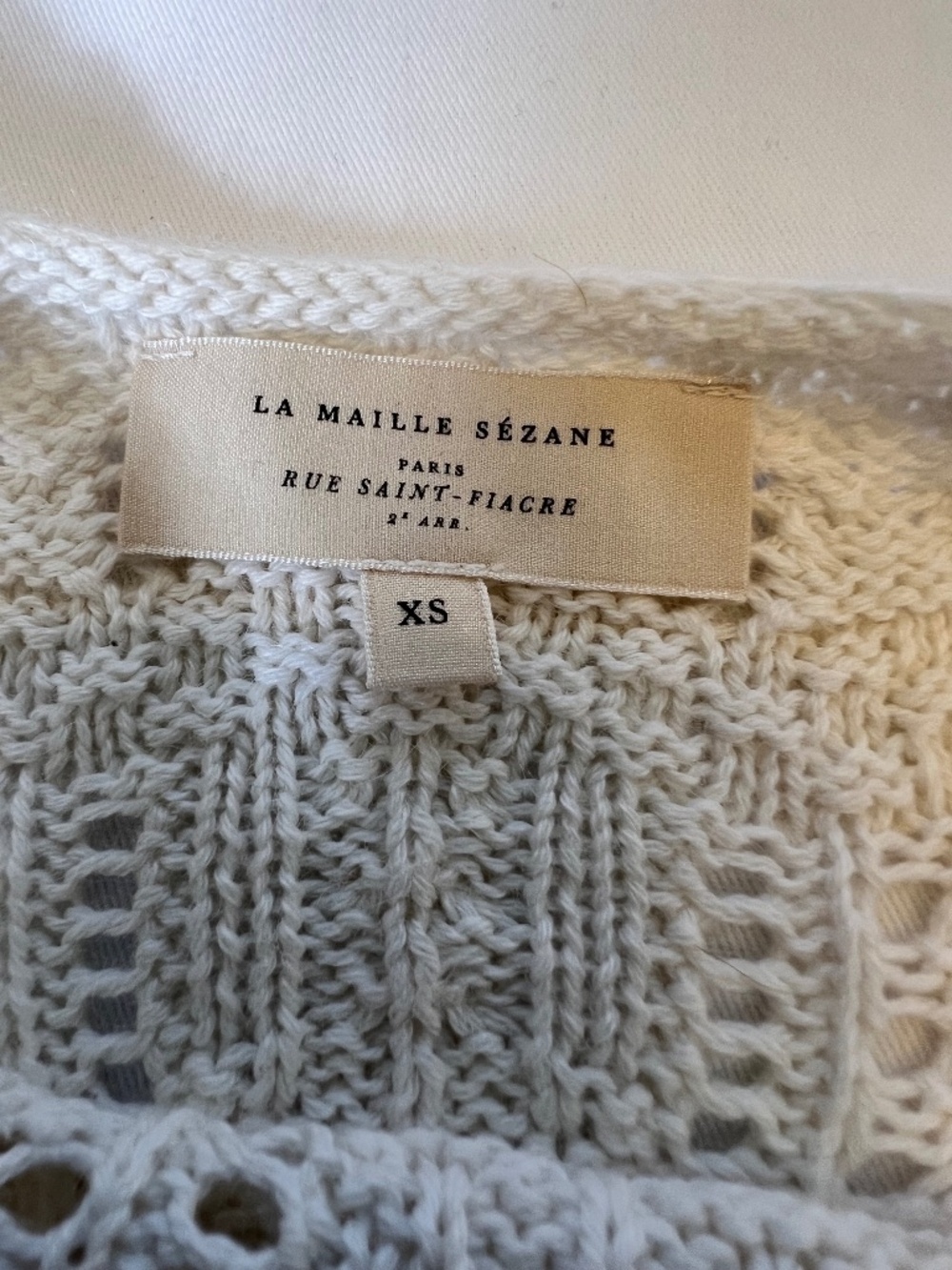 Sezane Scalloped V Design Cotton Alpaca Blend Sweater - Picture 8 of 10